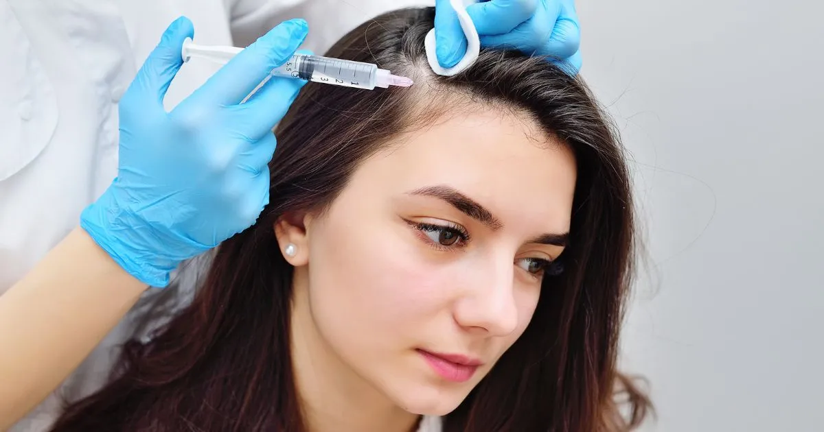 Woman receiving PRP Hair Restoration treatment in Kalispell, MT